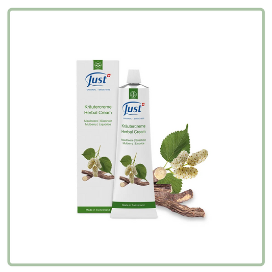 Just Mulberry Liquorice Cream with vitamin C and niacinamide for brightening uneven skin tone