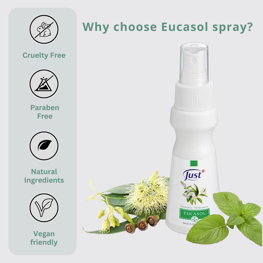 Why choose Eucasol Herbal Spray Swiss made antibacterial formula for colds and allergies
