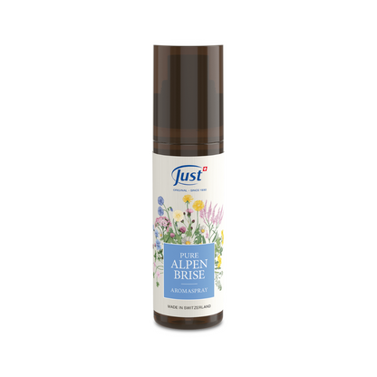 Swiss-made natural room fragrance with grass, herbs, and essential oils for a refreshing Alpine scent.